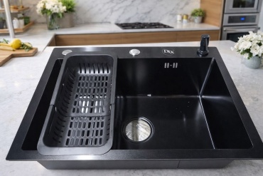 Кухонная мойка DLX 6045 black 60х45х20 см, нержавеющая сталь, тон графитовый