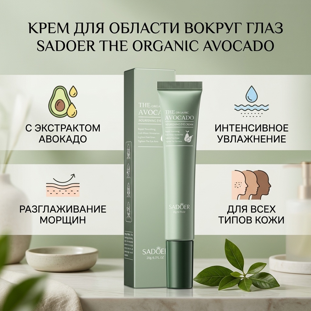 SADOER крем The Organic Avocado для лица, для области вокруг глаз 20 мл