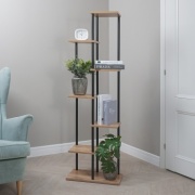 Стеллаж напольный ЗМИ Шафран 17Л, 27.5x49x154.5 см, черный, коричневый