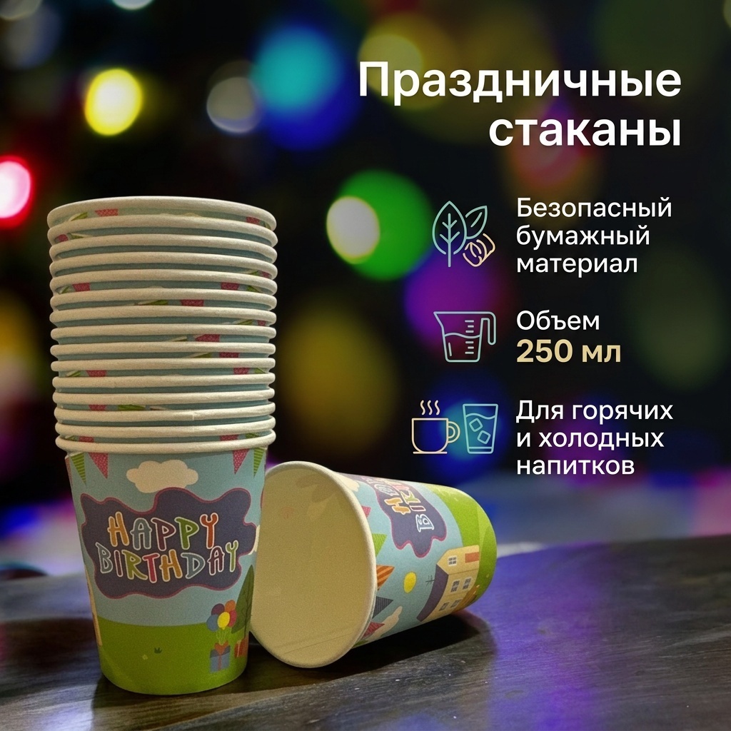Стакан 30420164_020469598 мультиколор 10 шт