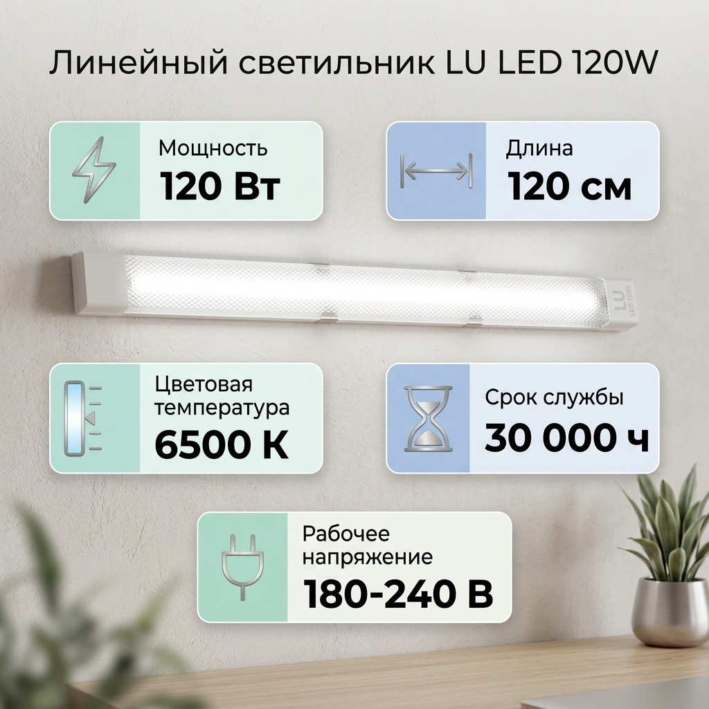 Светильник настенно-потолочный LU LED без цоколя 120 Вт белый