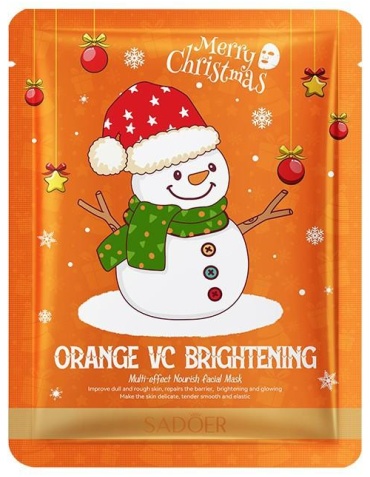 Маска для лица SADOER тканевая Orange VC Brighteninc merry christmas 1 шт