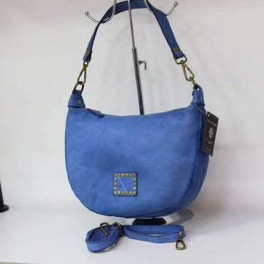 Сумка хобо Genuine Leather натуральная кожа синий
