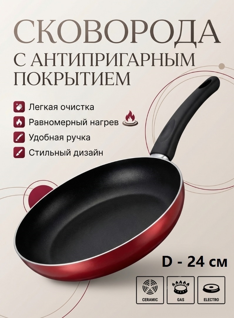 Сковорода RAVELLI 24 см , алюминий