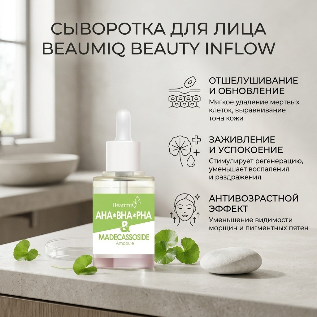 BEAUMIQ сыворотка Beauty Inflow AHA BHA PHA для лица 30 мл