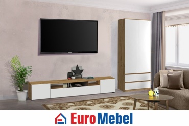Комплект для гостиной Euromebel Денвер, 00061815 белый, коричневый