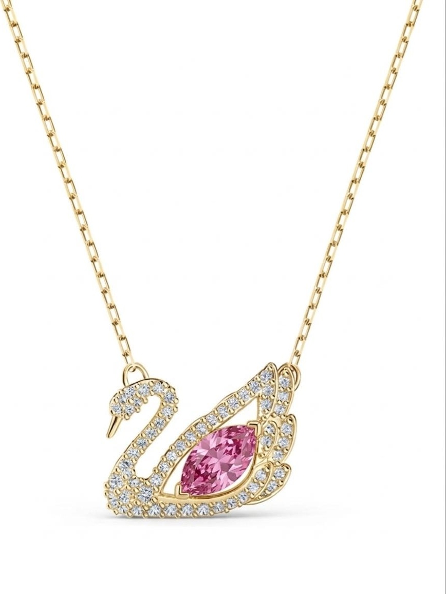 Колье длина 43 см титан, кристаллы Swarovski
