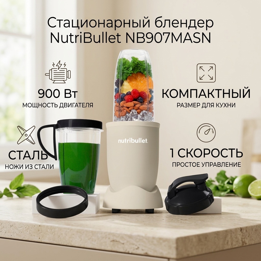 Блендер стационарный NutriBullet NB907MASN бежевый