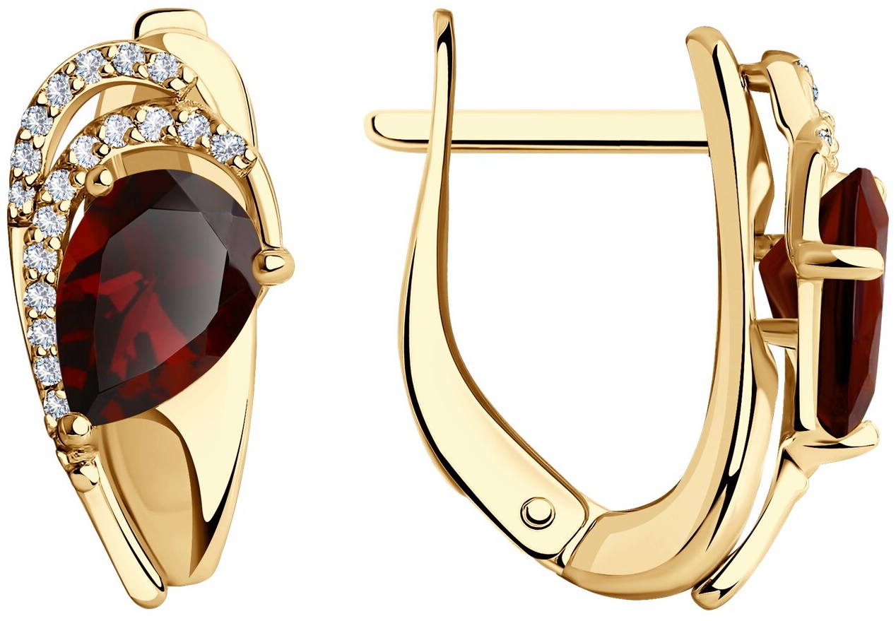 Серьги Diamant 93-320-00548-2 вес 2.7 г серебро, гранат, фианит