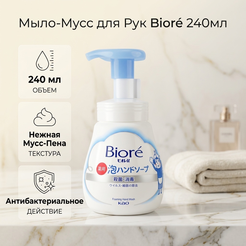 Жидкое мыло туалетное Biore Мусс Нейтральный 240 г