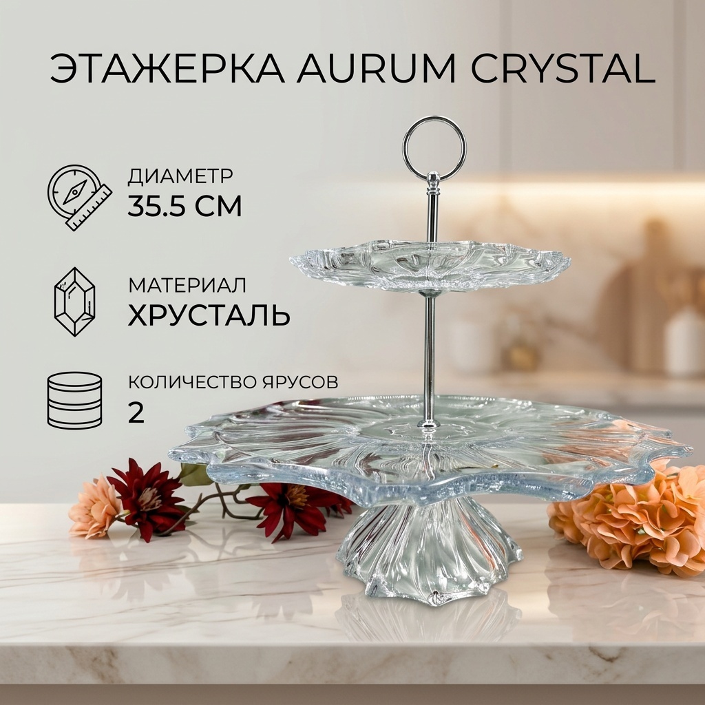 Aurum Crystal этажерка 98C01/3/99V44/355-K круглая 1 шт