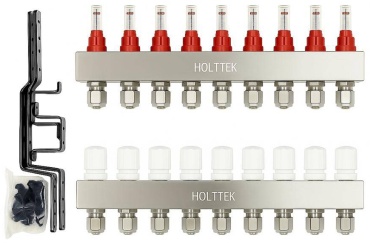 Коллектор группа в комплекте с расходомерами HOLTTEK H9, нержавеющая сталь