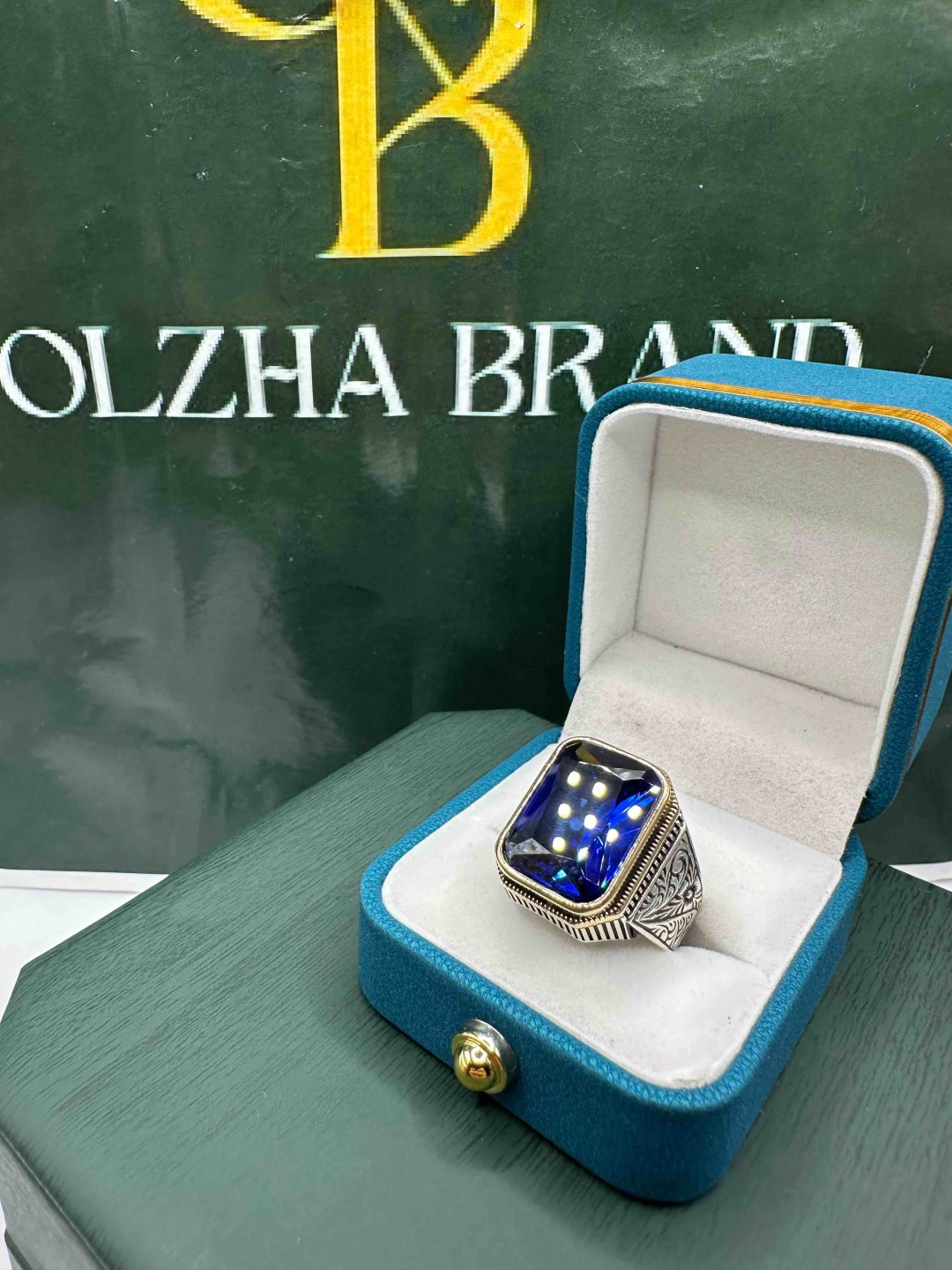OLZHA BRAND Bax размер 21 вес 21 г серебро, сапфир