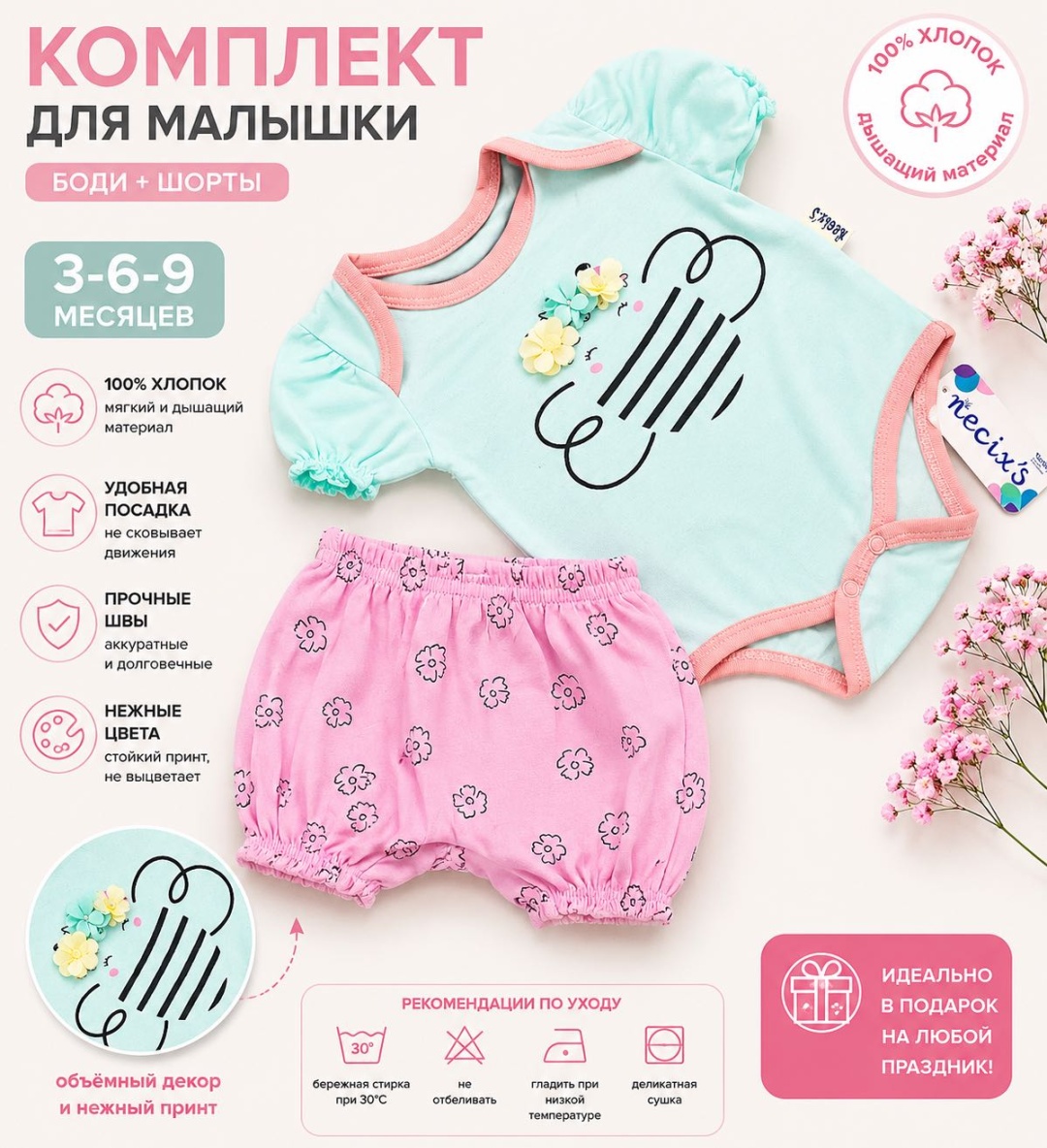 Набор боди бирюзовый