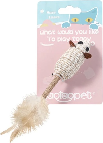 Taotaopets мышь для зубов, для самостоятельных игр джут, перо
