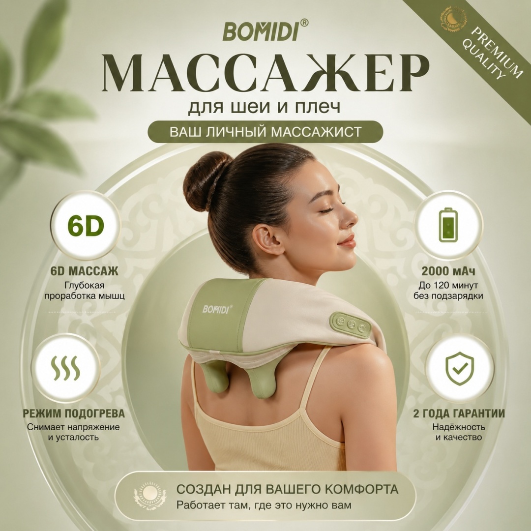 Массажер Bomidi MP2liteW воротник 3D-массаж, разминающий, разогревающий, шиацу, роликовый