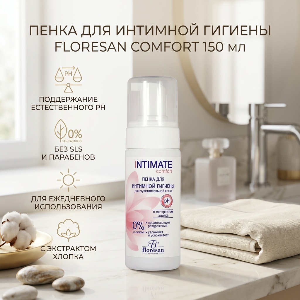 Floresan Comfort пенка для интимной гигиены 150 мл