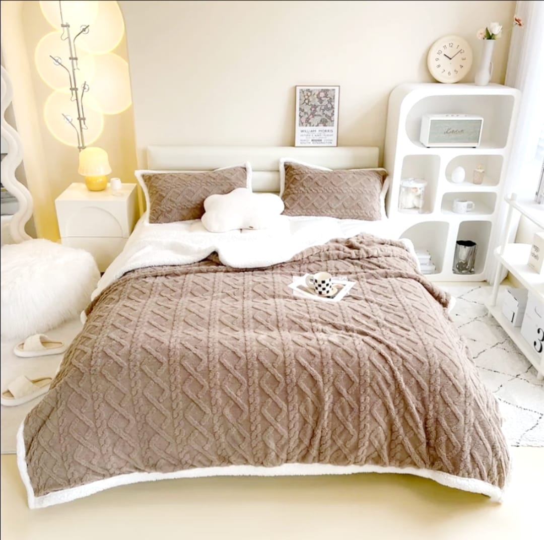 Плед LOBRUN 200х230 см, хлопок, бамбук, искусственный мех, коричневый