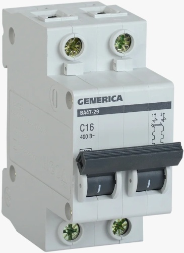 GENERICA автоматический выключатель 2P 16 A, 4.5 кА, 400 В