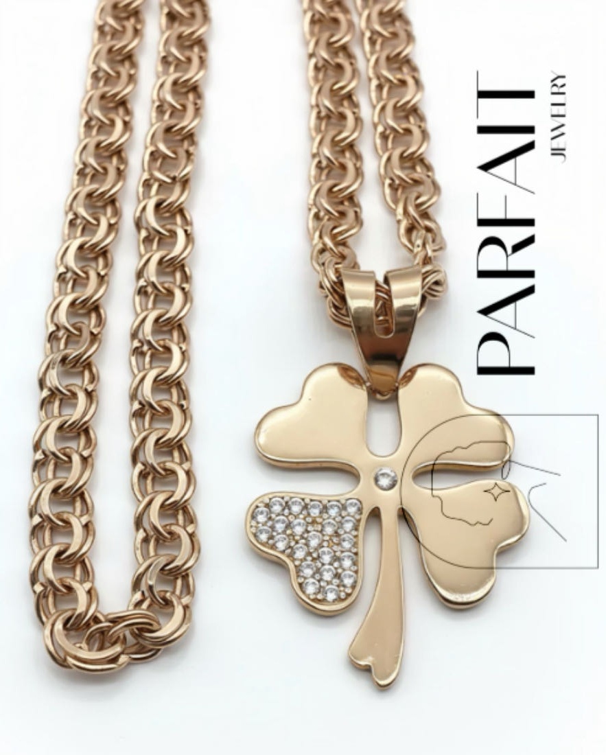 Колье PARFAIT JEWELRY Клевер длина 55 см вес 7.7 г золото, фианит