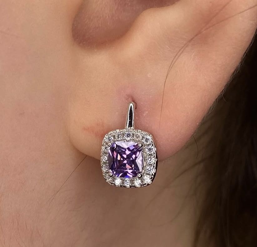 Серьги Serelux для детей вес 1.99 г серебро, аметист