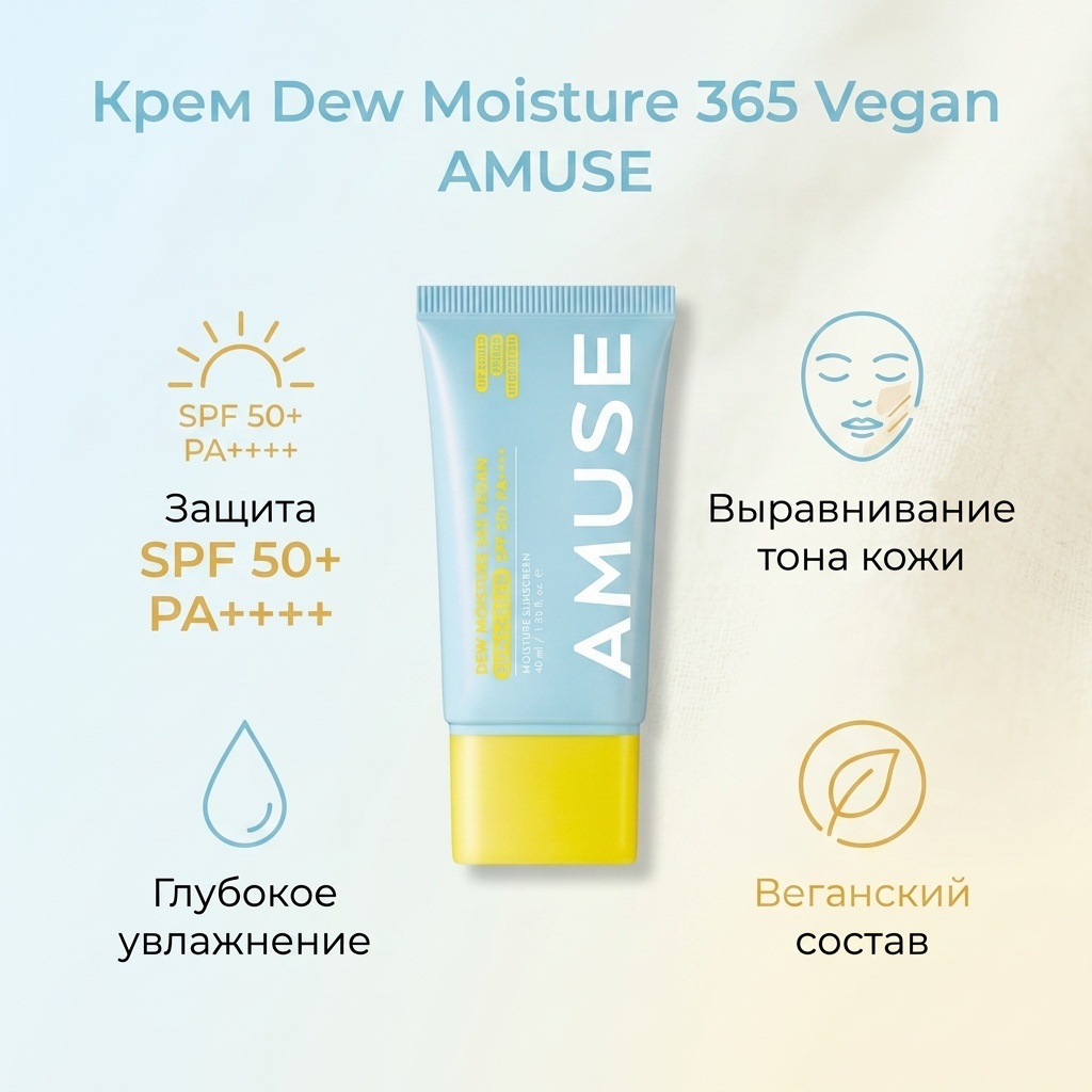 Amuse крем Dew Moisture 365 Vegan SPF50 для лица 40 мл