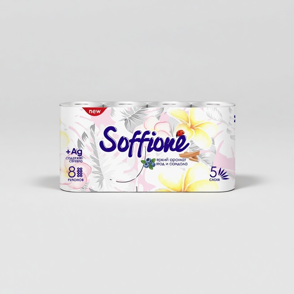 SOFFIONE туалетная бумага 5-слойный 8 шт, первичная целлюлоза
