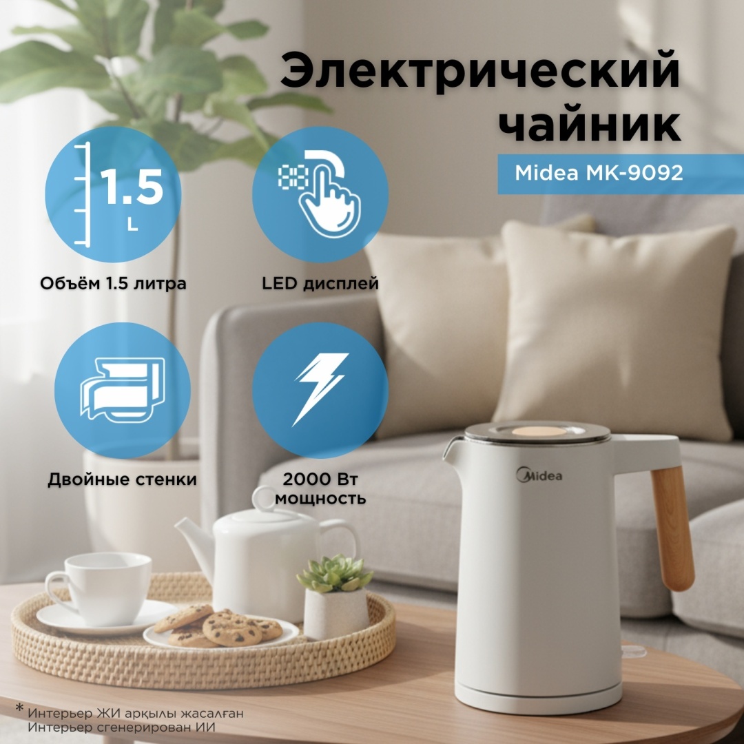 Электрочайник Midea MK-9092 белый