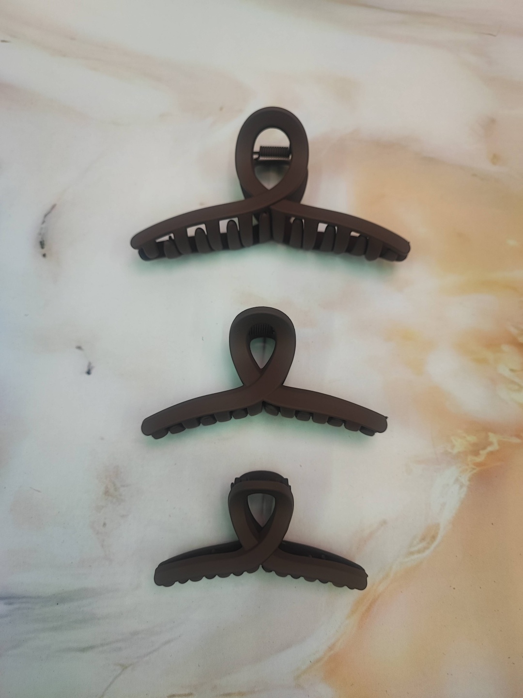 Fashion Jewelry заколка краб 3 шт, коричневый, шоколадный