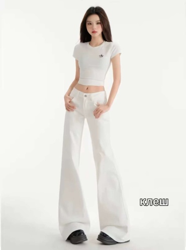 Джинсы широкие и расклешенные Fashion белый, бежевый