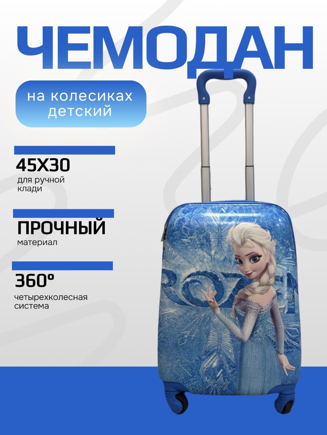 Чемодан ручная кладь пластик 20 л голубой