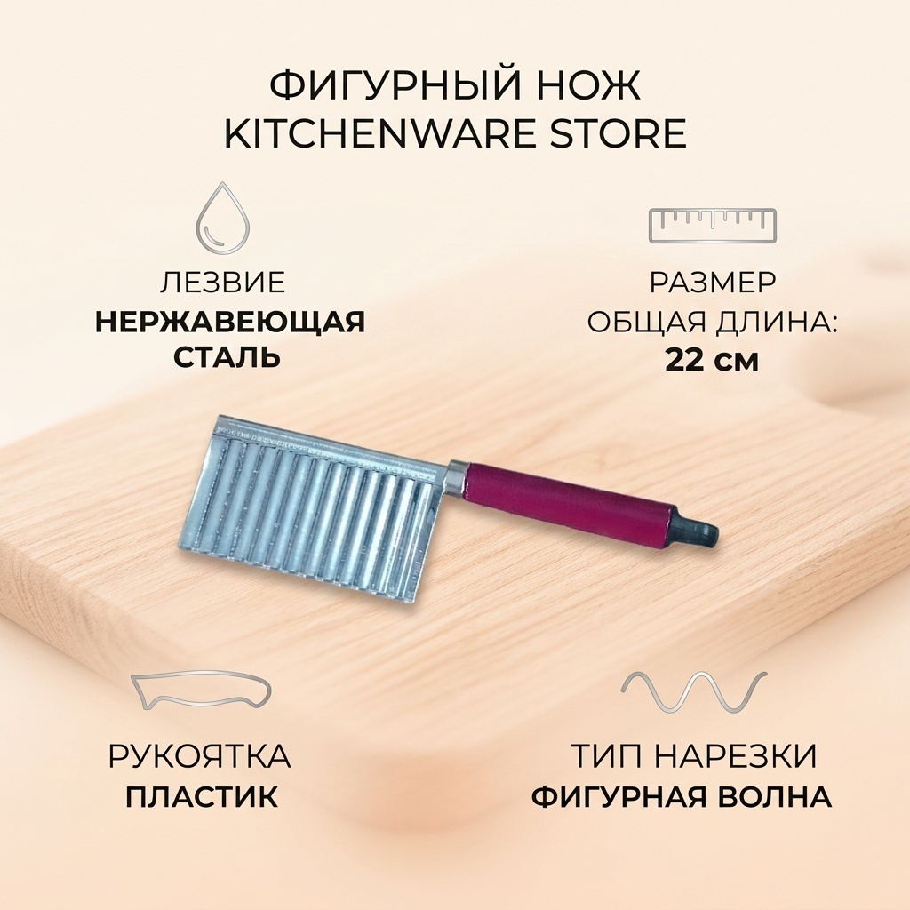 Нож для нарезки KITCHENWARE STORE, лезвие: нержавеющая сталь 1 шт