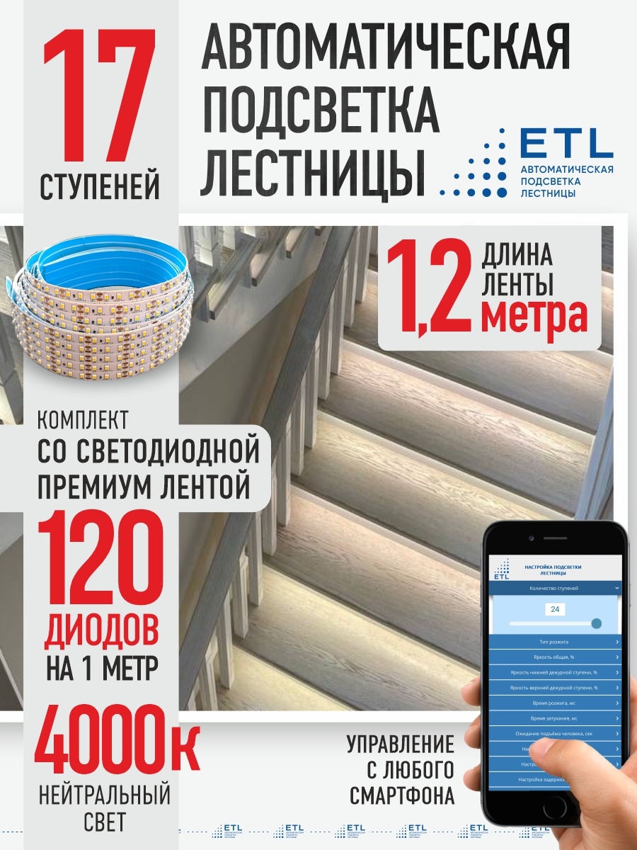 Светодиодная лента ETL дневной 20.4 м