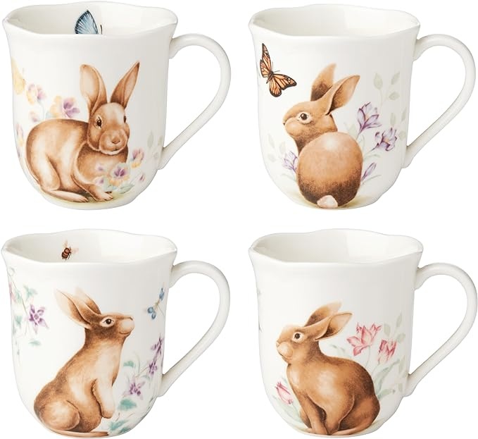 Набор кружек Lenox «BUTTERFLY MDW BUNNY», 325 мл, фарфор, 4 шт.