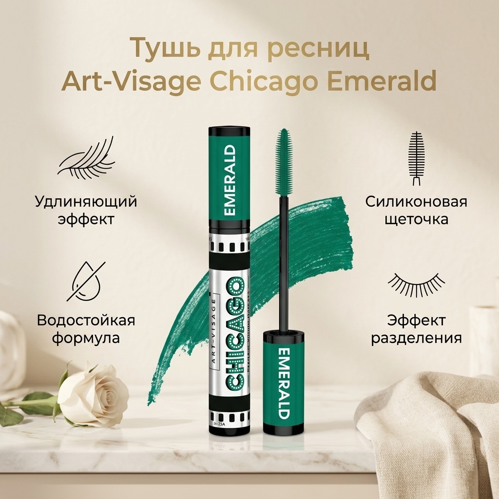 Тушь для ресниц Art-Visage Chicago удлиняющая зеленый
