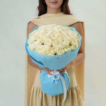 Flower.kz моно-букет в оформлении роза 51 шт 50 см