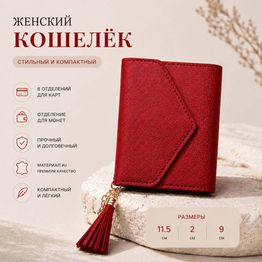 Кошелек искусственная кожа красный