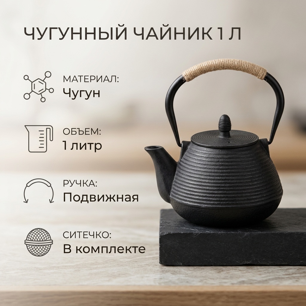 Чайник 473860 1 л, чугун