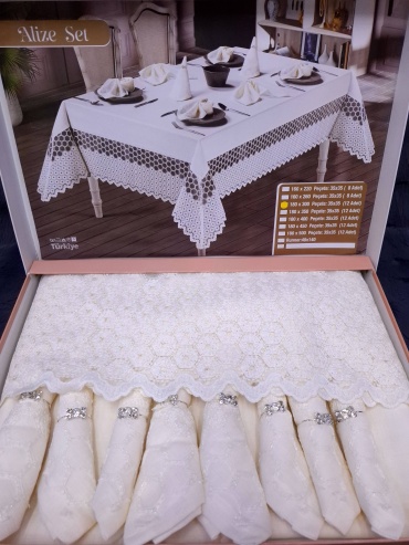 Скатерть с салфетками Haspen 300x180 см, лен, 13 шт