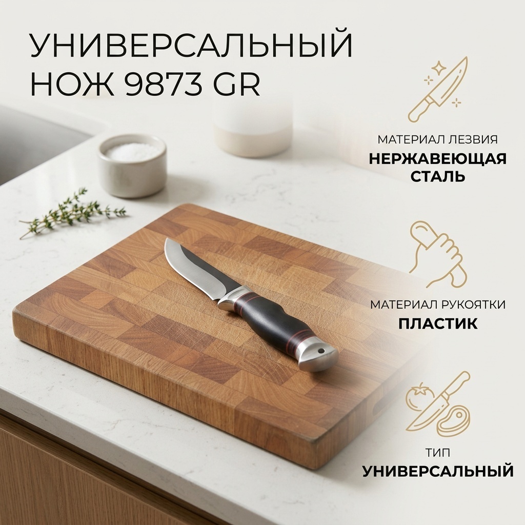 Нож универсальный , лезвие: нержавеющая сталь 1 шт