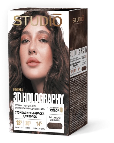 STUDIO PROFESSIONAL 3D HOLOGRAPHY 3.4 горький шоколад крем-краска 50 мл