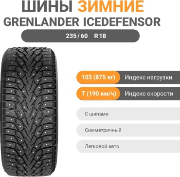 Grenlander Ice Defensor Stud III 235/60 R18 103 T с шипами