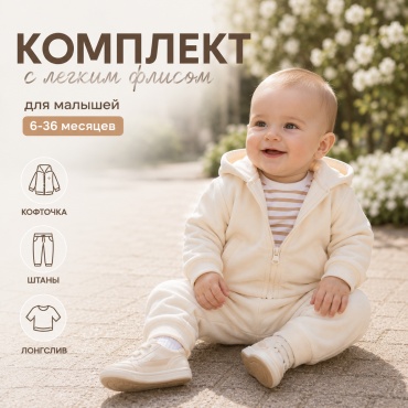Комплект 24kids белый, светло-бежевый