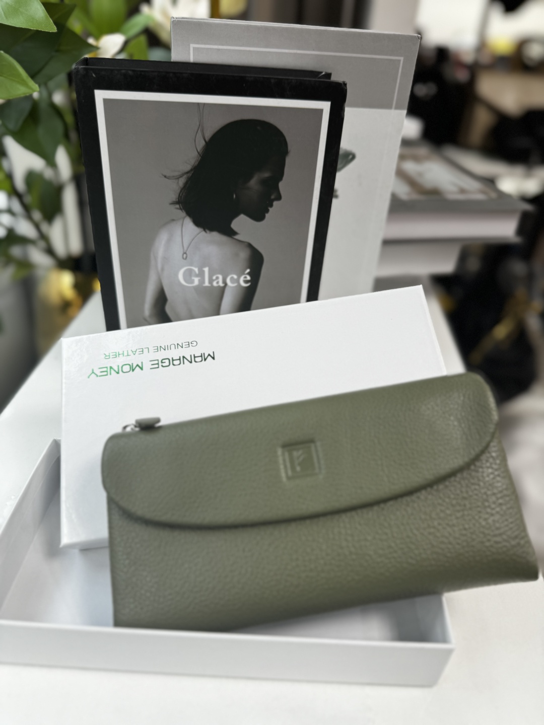Кошелек Genuine Leather натуральная кожа хаки