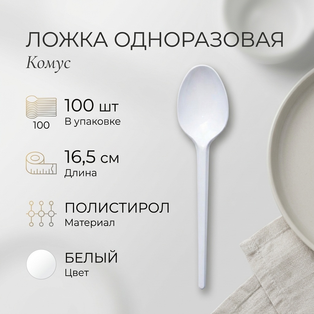 Комус ложка 435-0904026 белый 100 шт