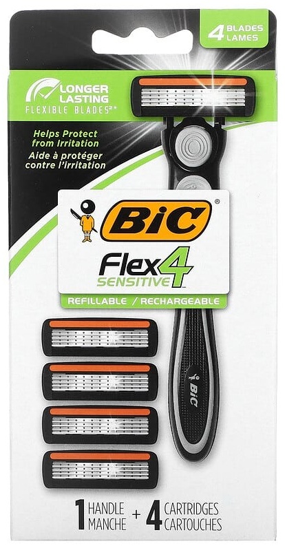 Bic Flex 4 Sensitive бритвенный станок 1 шт + сменные кассеты 4 шт