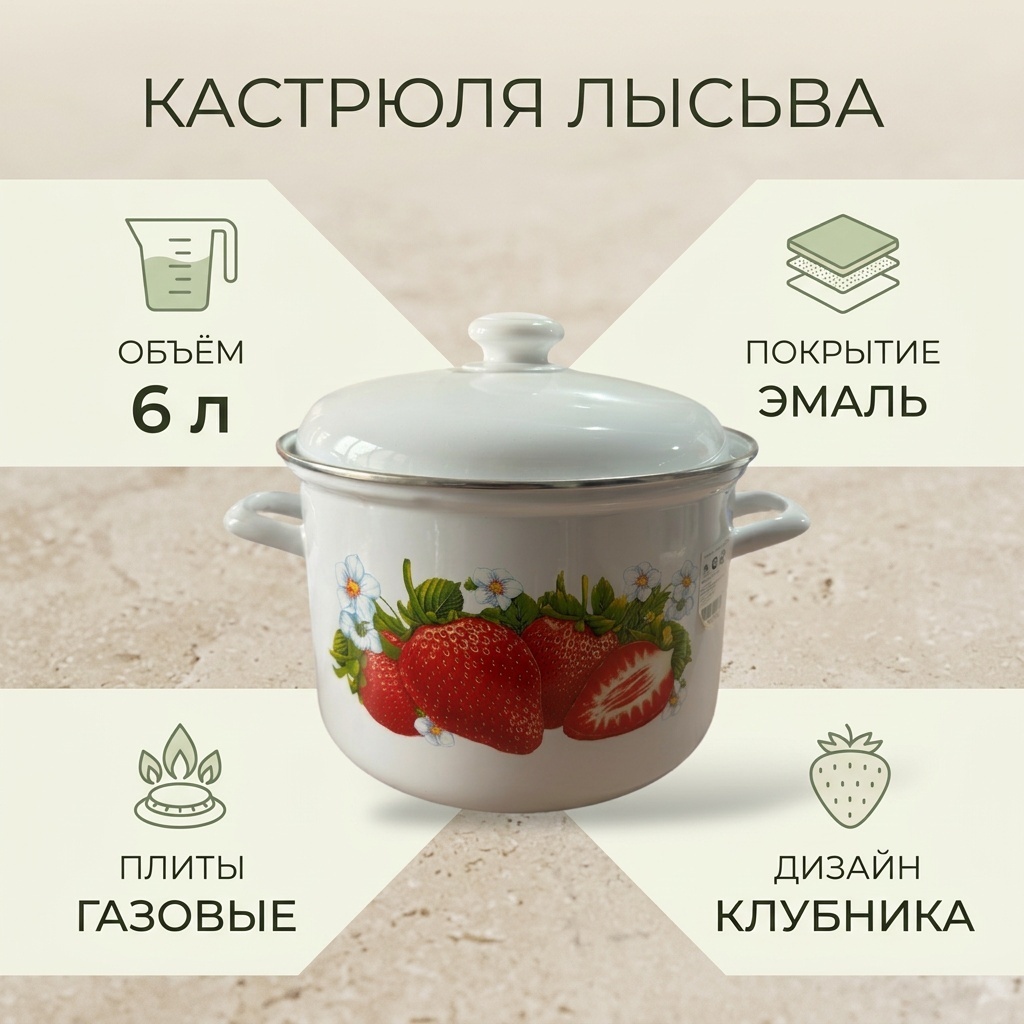 Кастрюля 6 л, Лысьва 135775887 эмаль