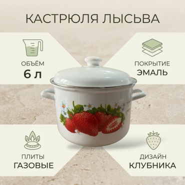 Кастрюля 6 л, Лысьва 135775887 эмаль