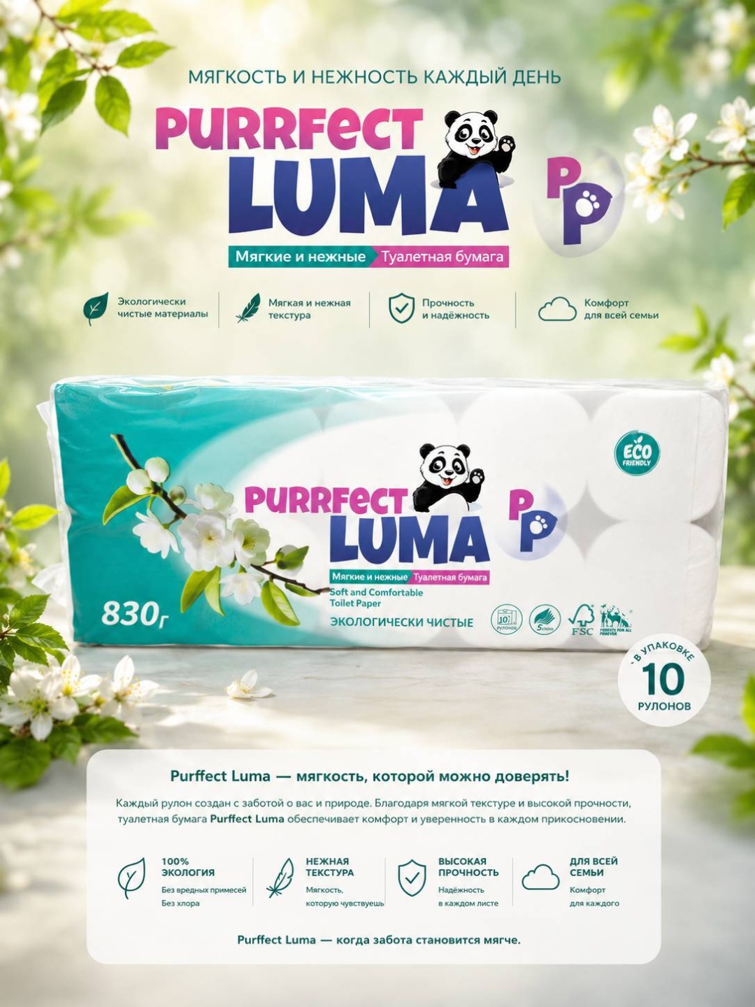 LUMA туалетная бумага 5-слойный 10 шт, первичная целлюлоза