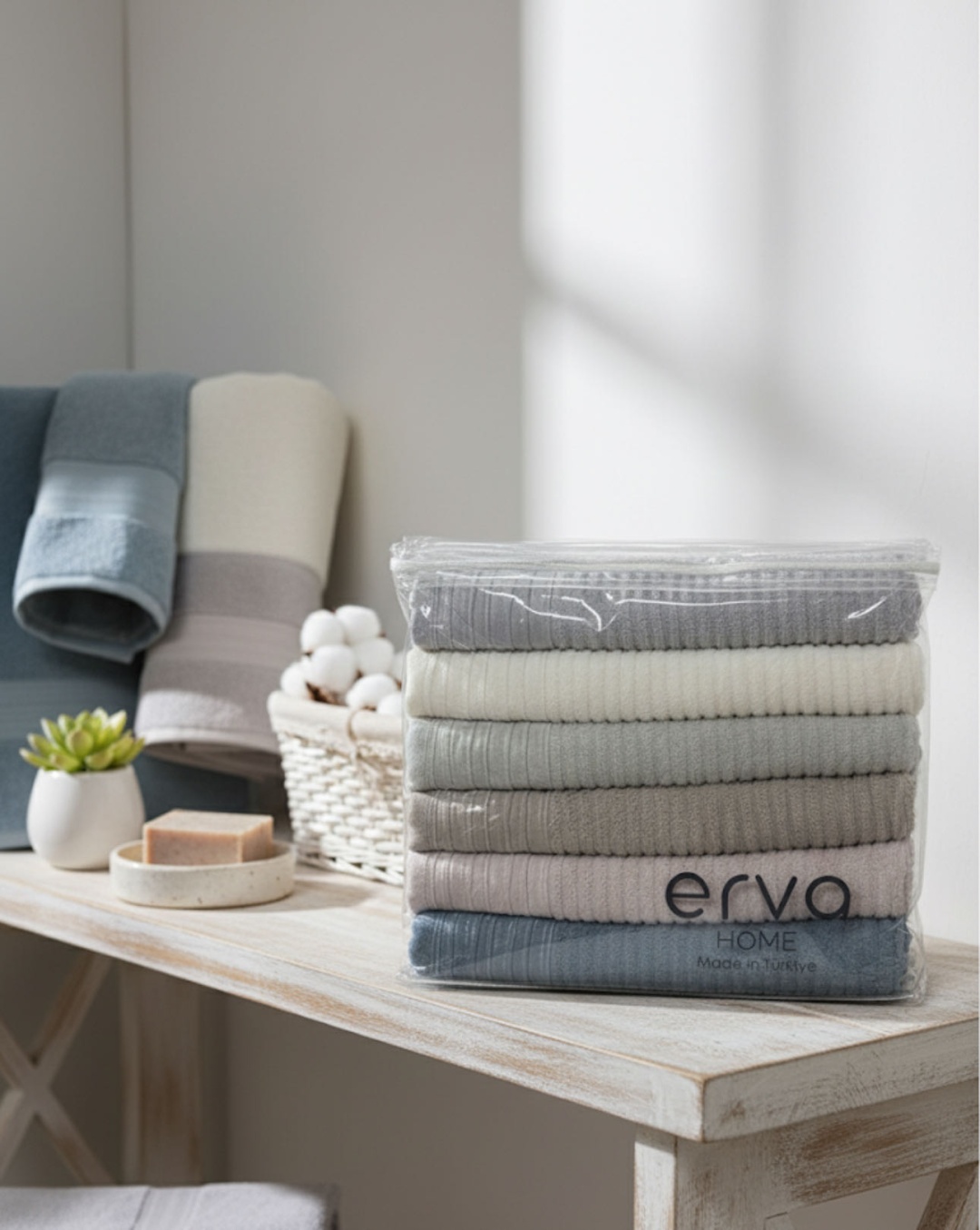 Набор полотенец ERVA HOME 140x70 см, хлопок, махровая ткань, 6 шт,